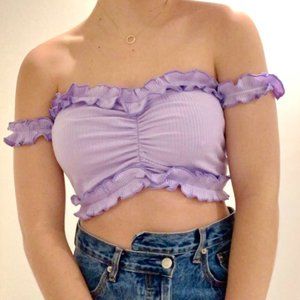 Vintage Y2K Lilac frilly crop tube top